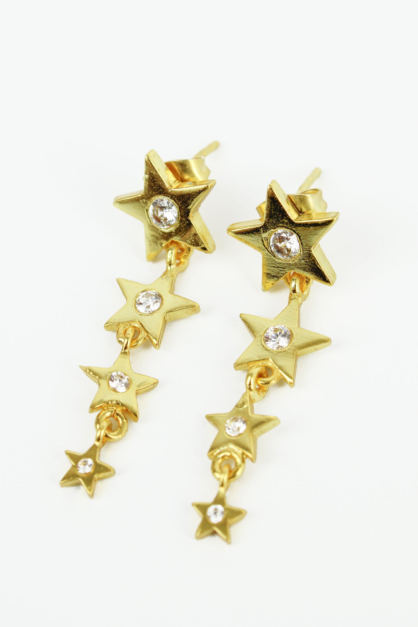GOLD AND CZ STAR DROP EARRINGS (8011146559704)