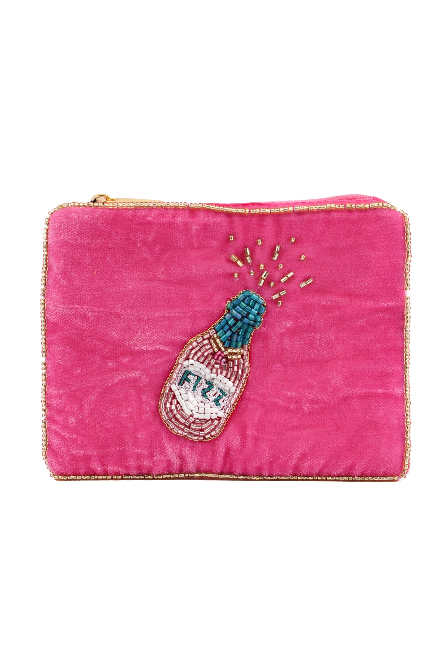 FIZZ BOTTLE ON PINK SMALL POUCH