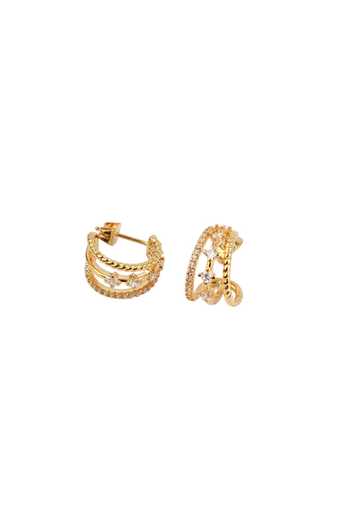 GOLD AND CZ CUT OUT MINI HOOPS