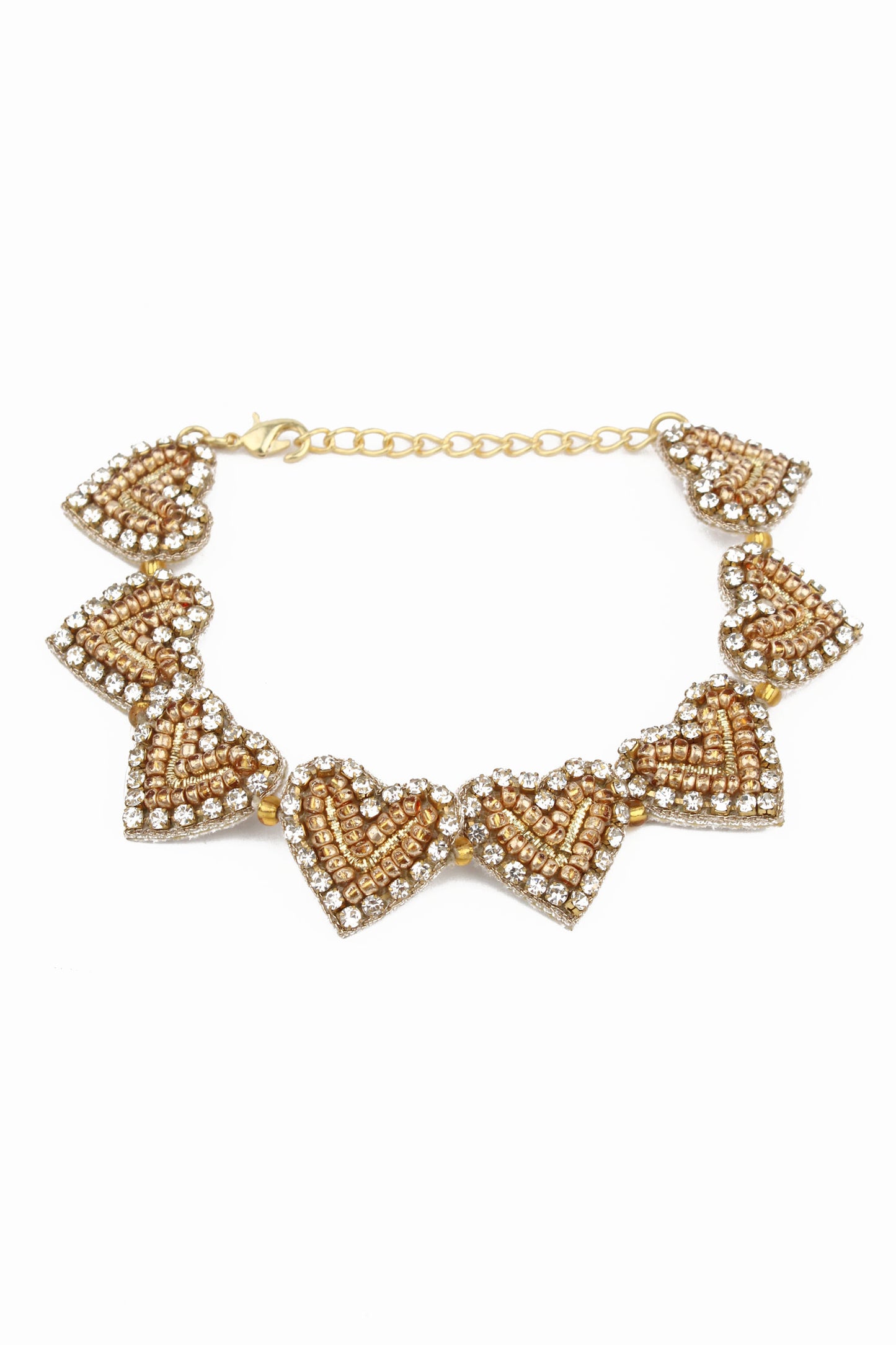 GOLD BEADED HEART BRACELET