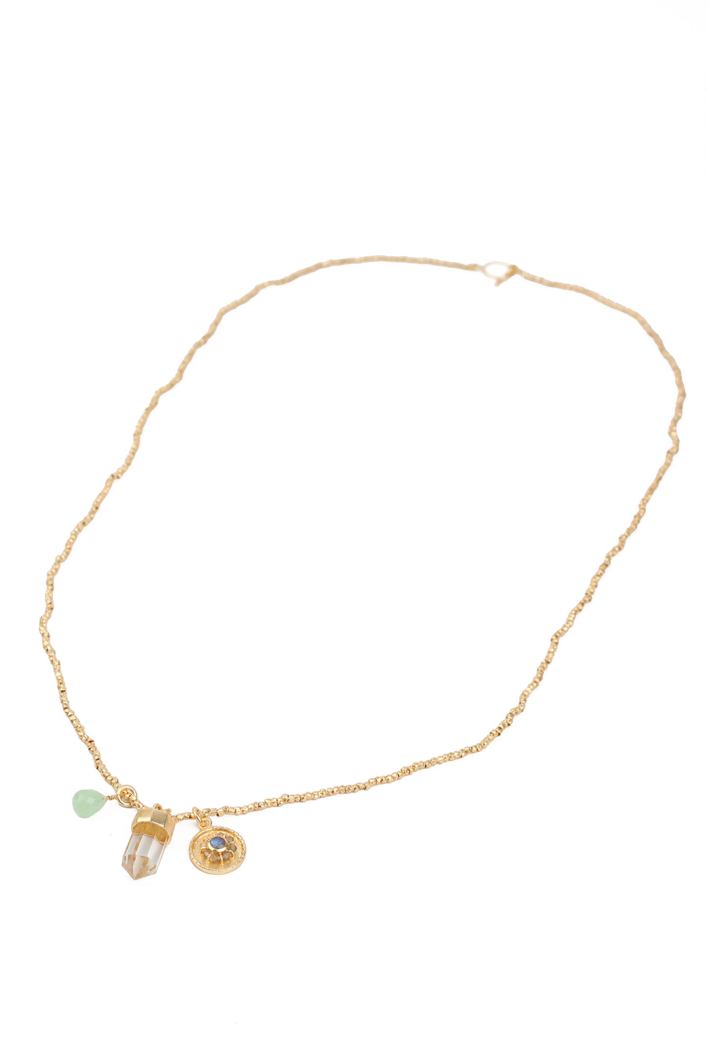 GOLD CRYSTAL CHARM NECKLACE