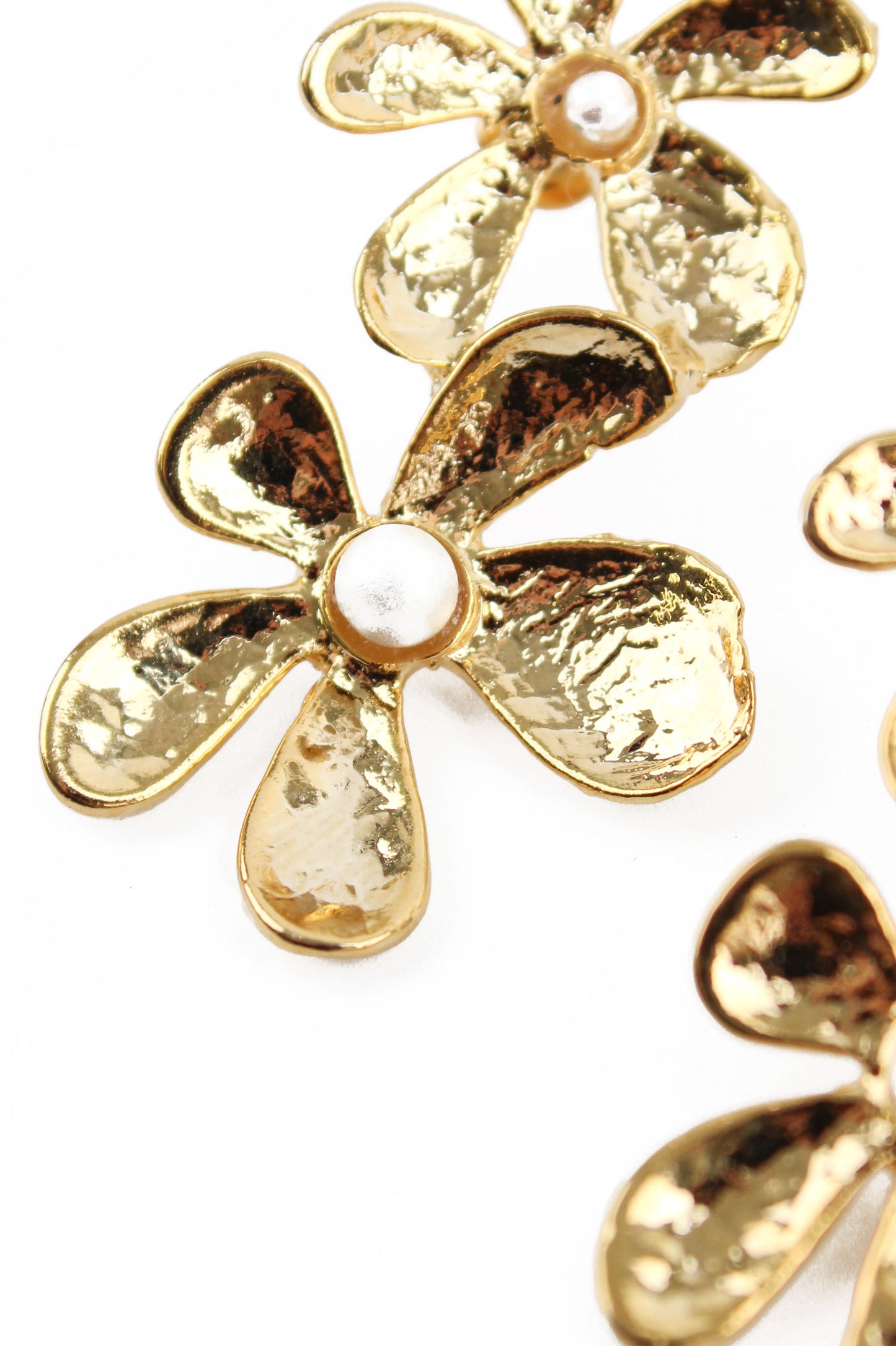 GOLD DOUBLE FLOWER PEARL DROPS