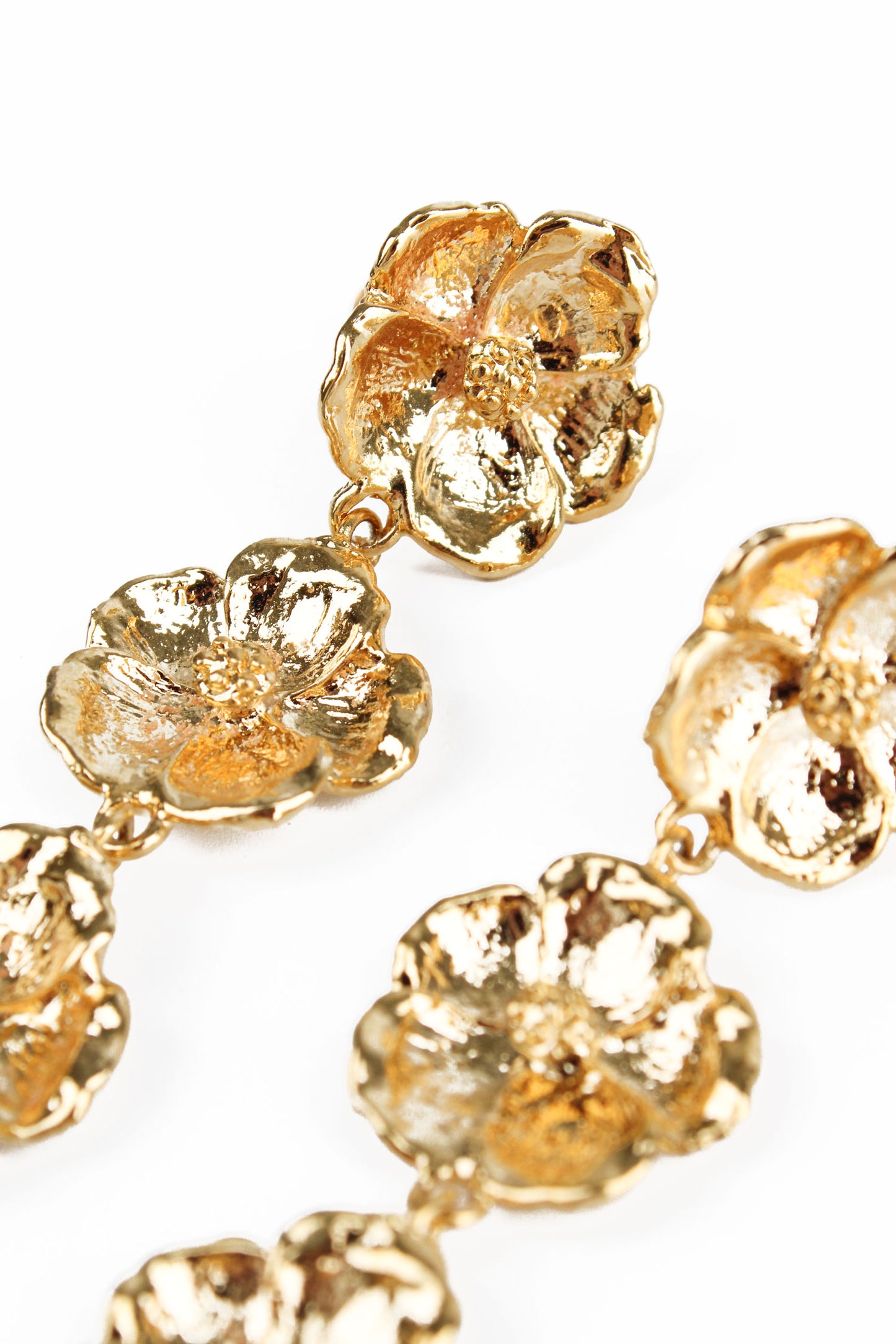 GOLD FLOWER TRIPLE EARRING