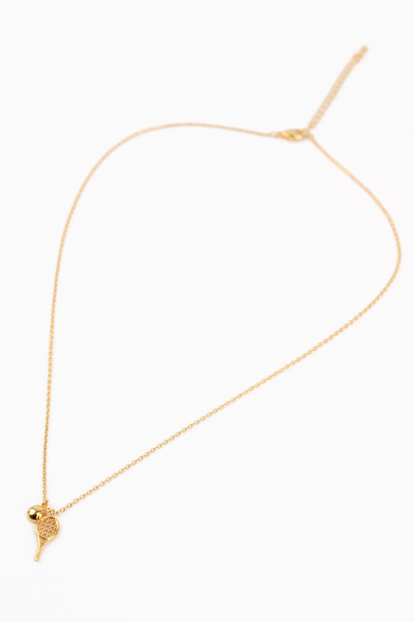 GOLD TENNIS RACKET AND BALL NECKLACE