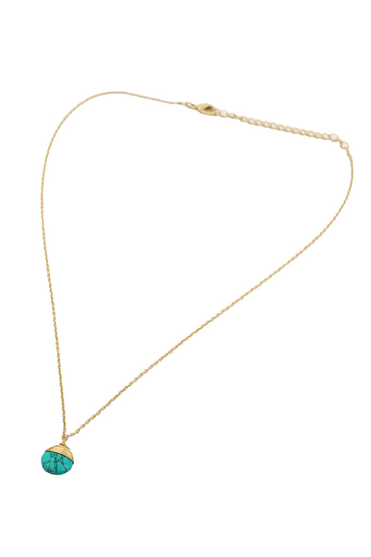 GOLD TURQUOISE BLUE WRAPPED PENDANT