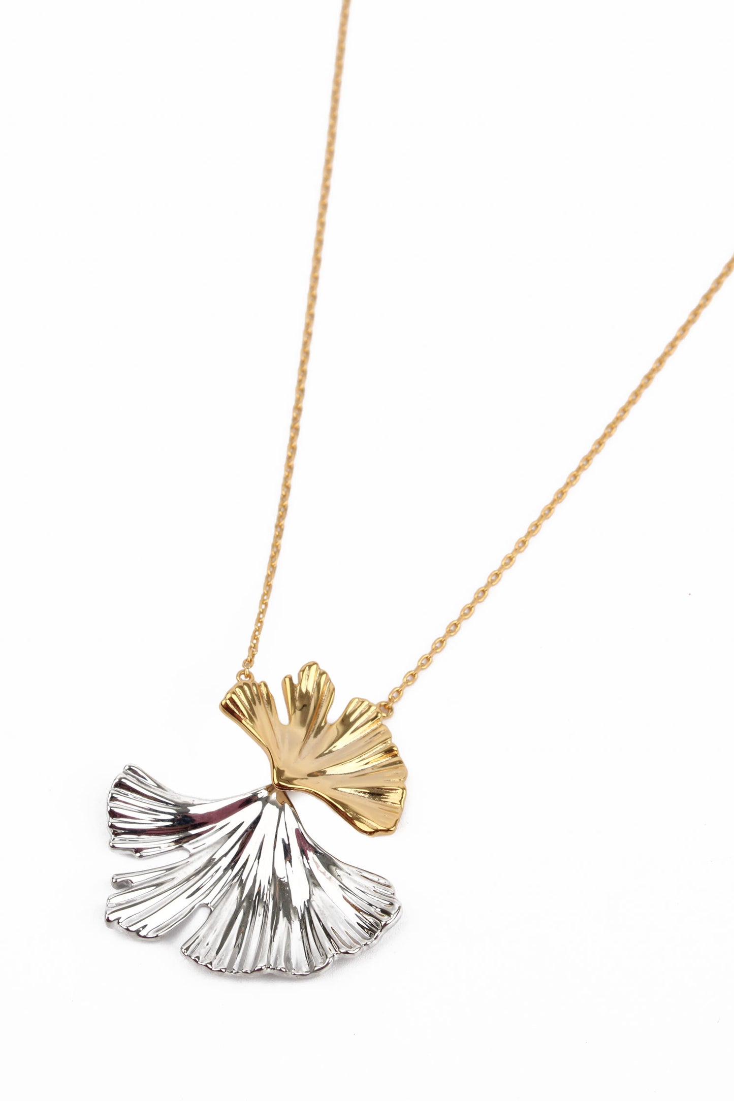GOLD & SILVER FAN NECKLACE