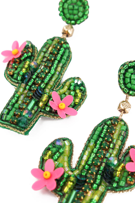 GREEN AND PINK CACTUS EARRINGS