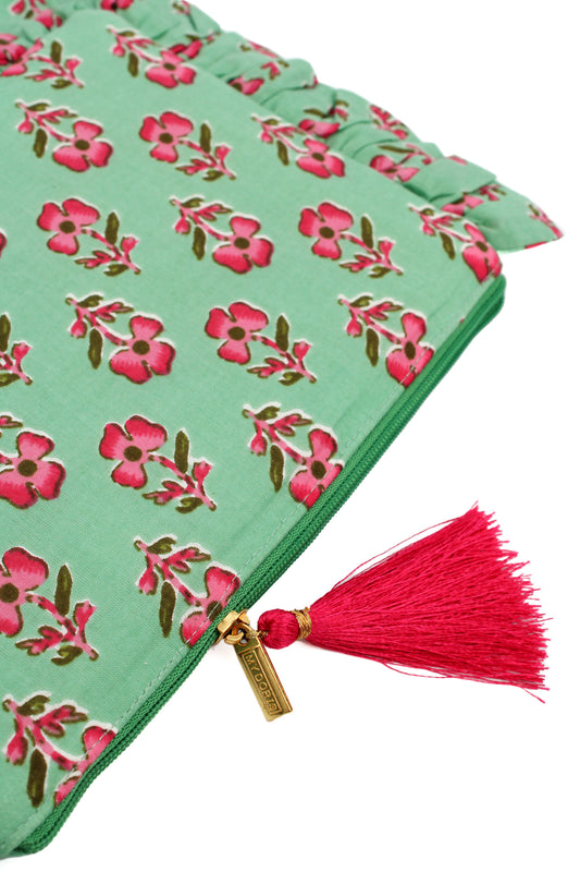 GREEN FRILL POUCH