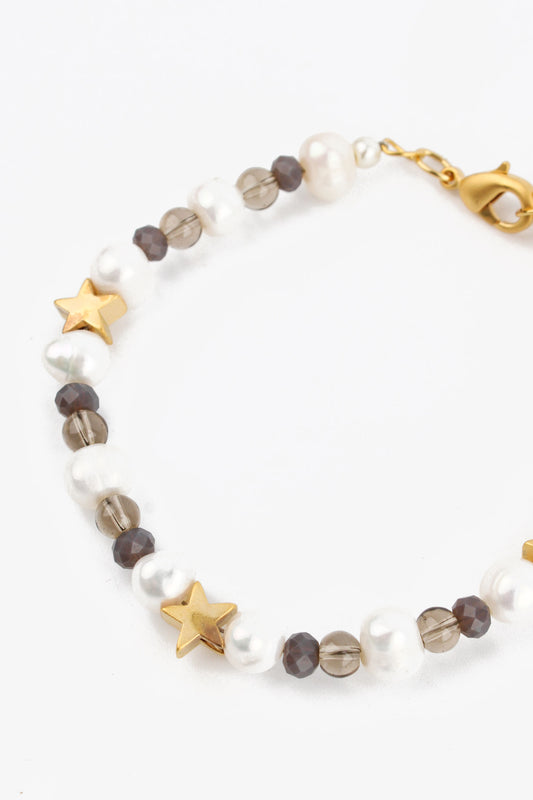 BRACELET ÉTOILE GRIS PERLÉ BICOLORE