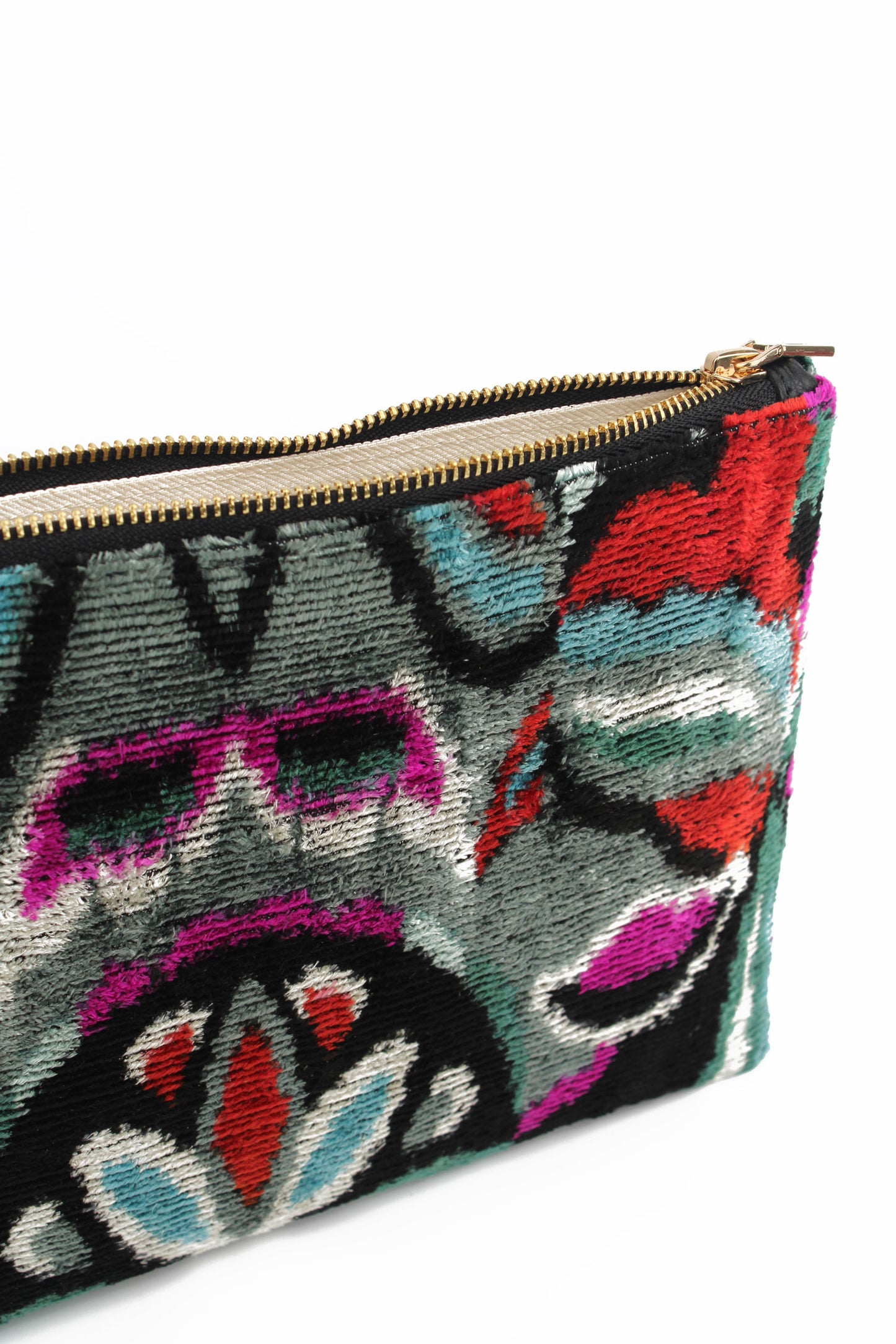 GREY & PINK ZIP CLUTCH
