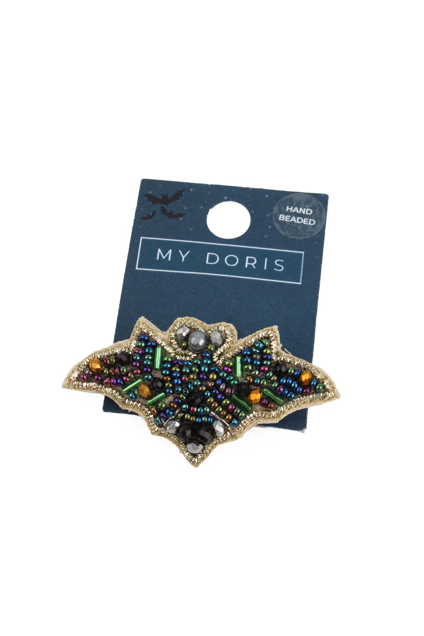HALLOWEEEN SPARKLY BAT BEADED BROOCH
