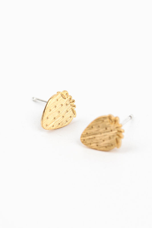 GOLD STRAWBERRY STUD EARRINGS