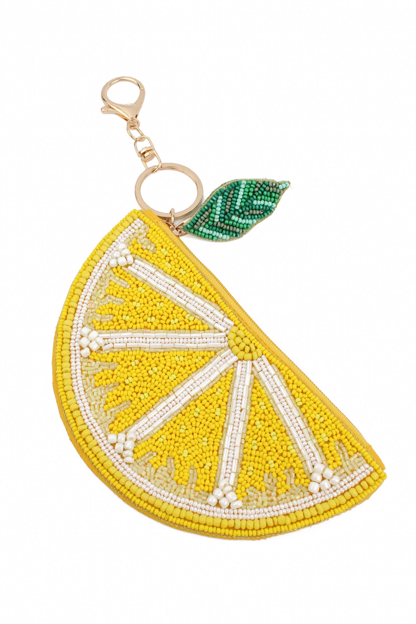 LEMON SEGMENT BEADED PURSE WITH KEYRING