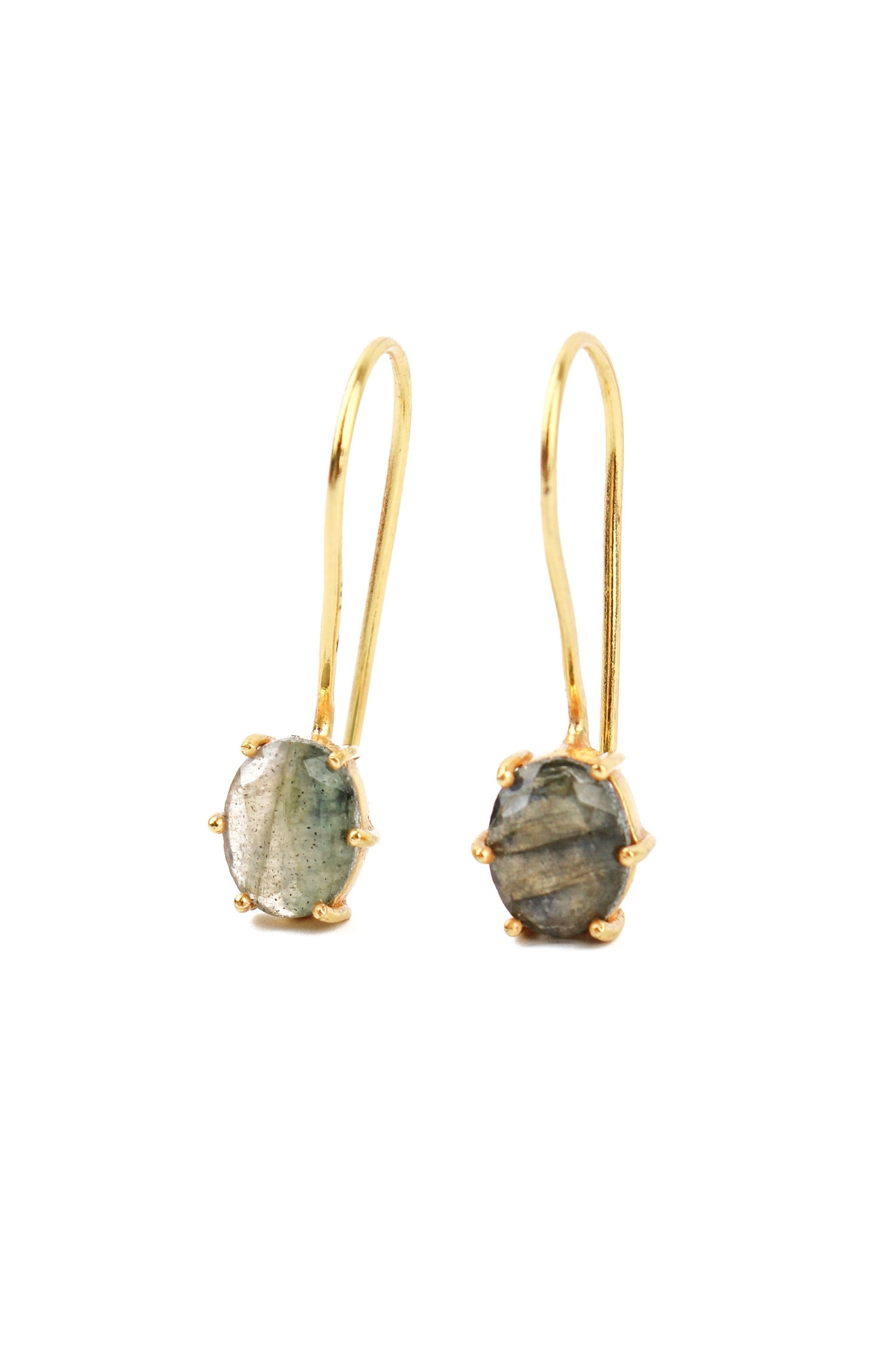 LABRODORITE GEMSTONE CLAW OVAL EARRINGS