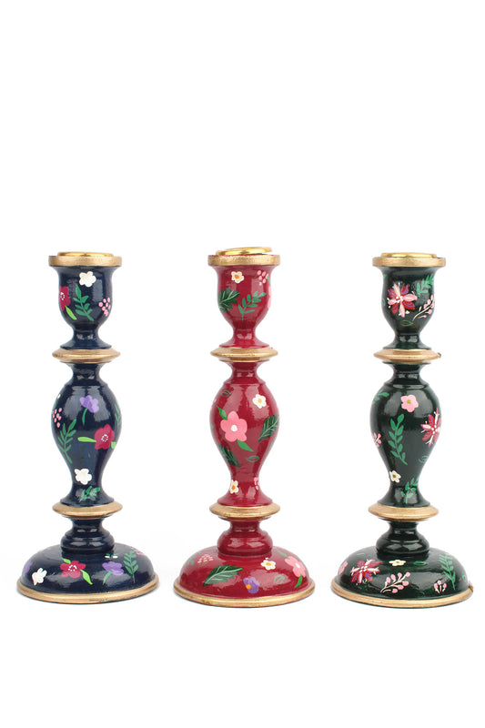BURGUNDY LARGE CANDLESTICK HOLDER