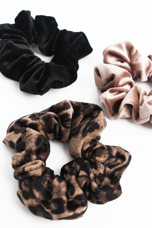 LEOPARD / BLACK / MINK SCRUNCHIES PACK
