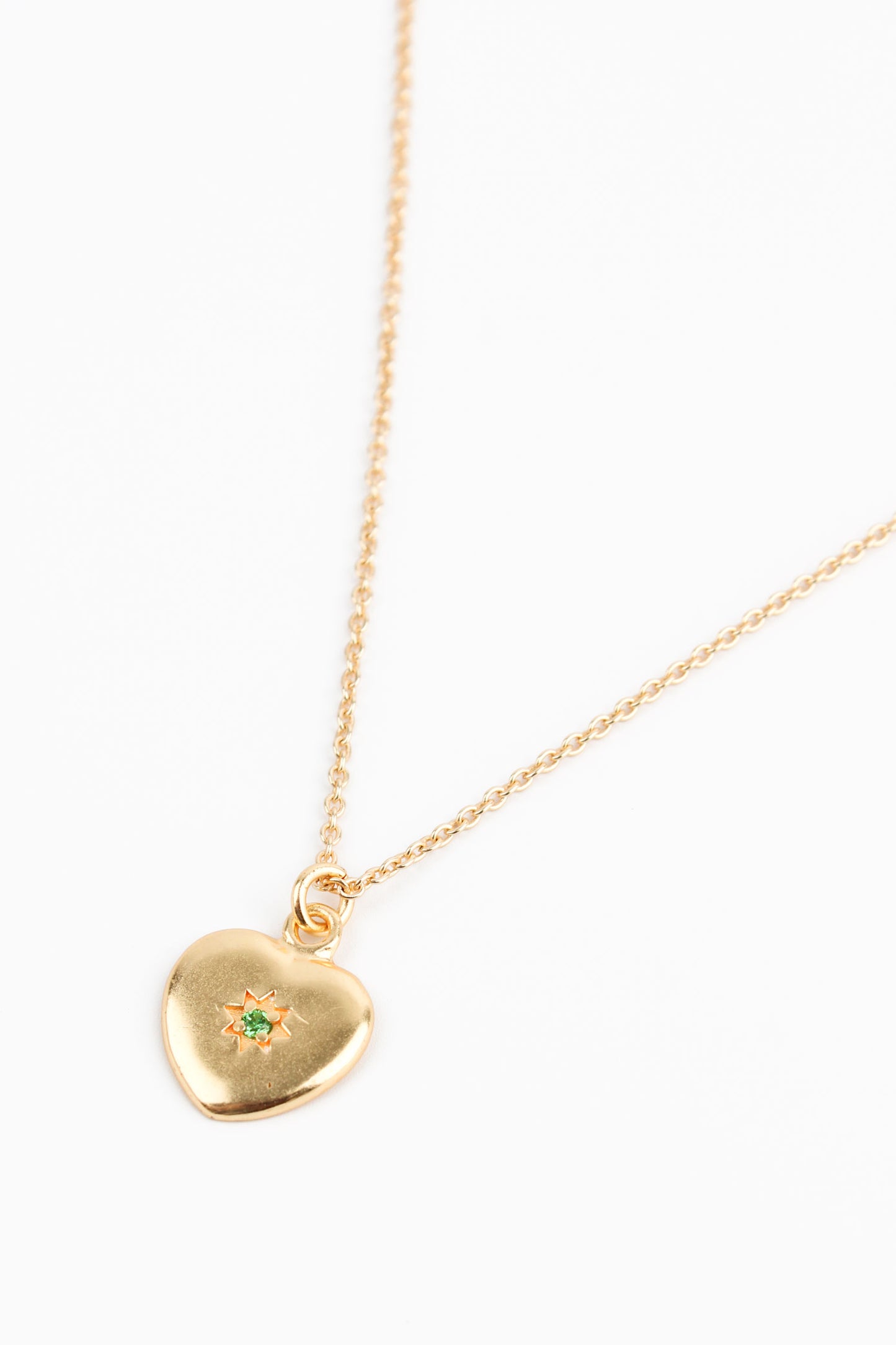 LIGHT GREEN CRYSTAL STARBURST HEART PENDANT NECKLACE