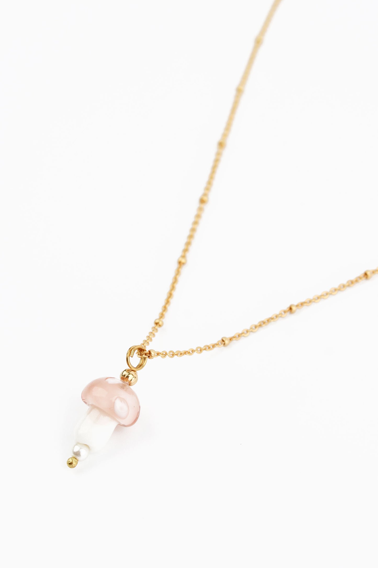 LIGHT PINK GLASS MUSHROOM PENDANT