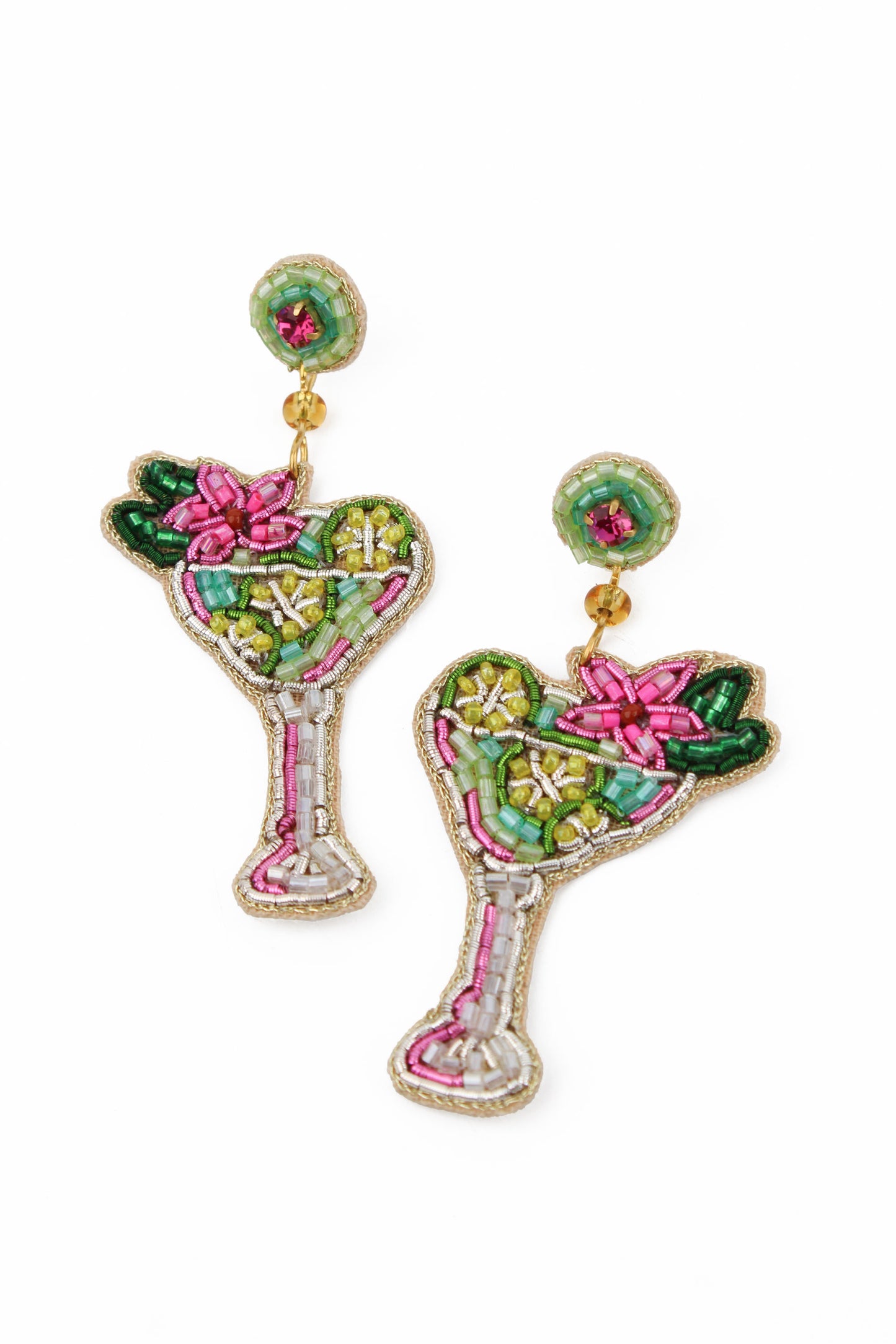 LIME COCKTAIL BEADED EARRINGS