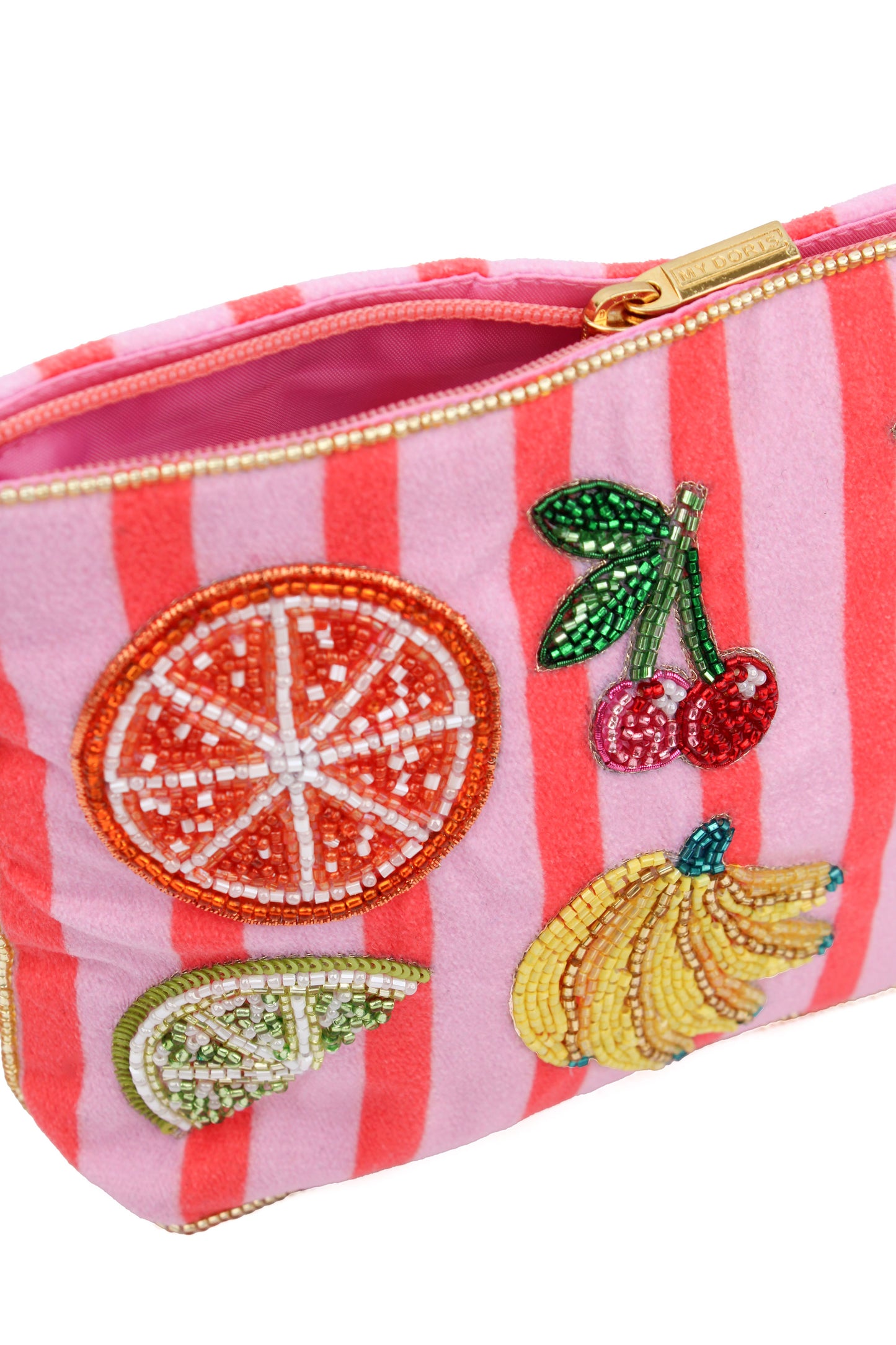 MULTI FRUIT ON STRIPE MEDIUM POUCH