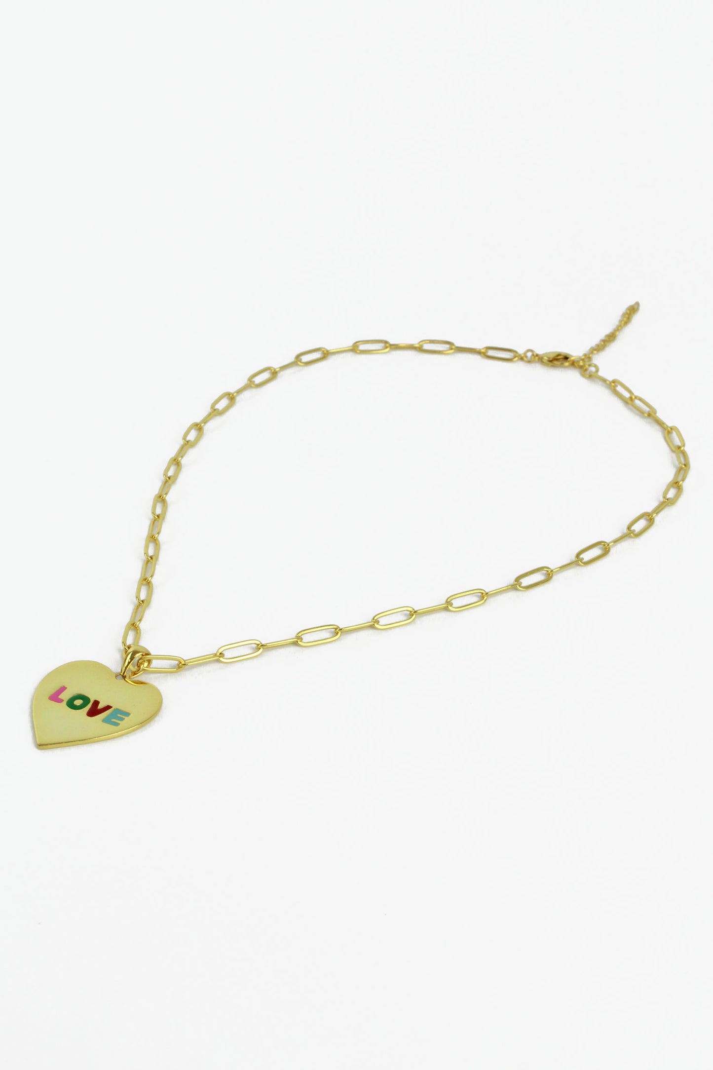 RAINBOW ENAMEL LOVE HEART NECKLACE (7965652222168)