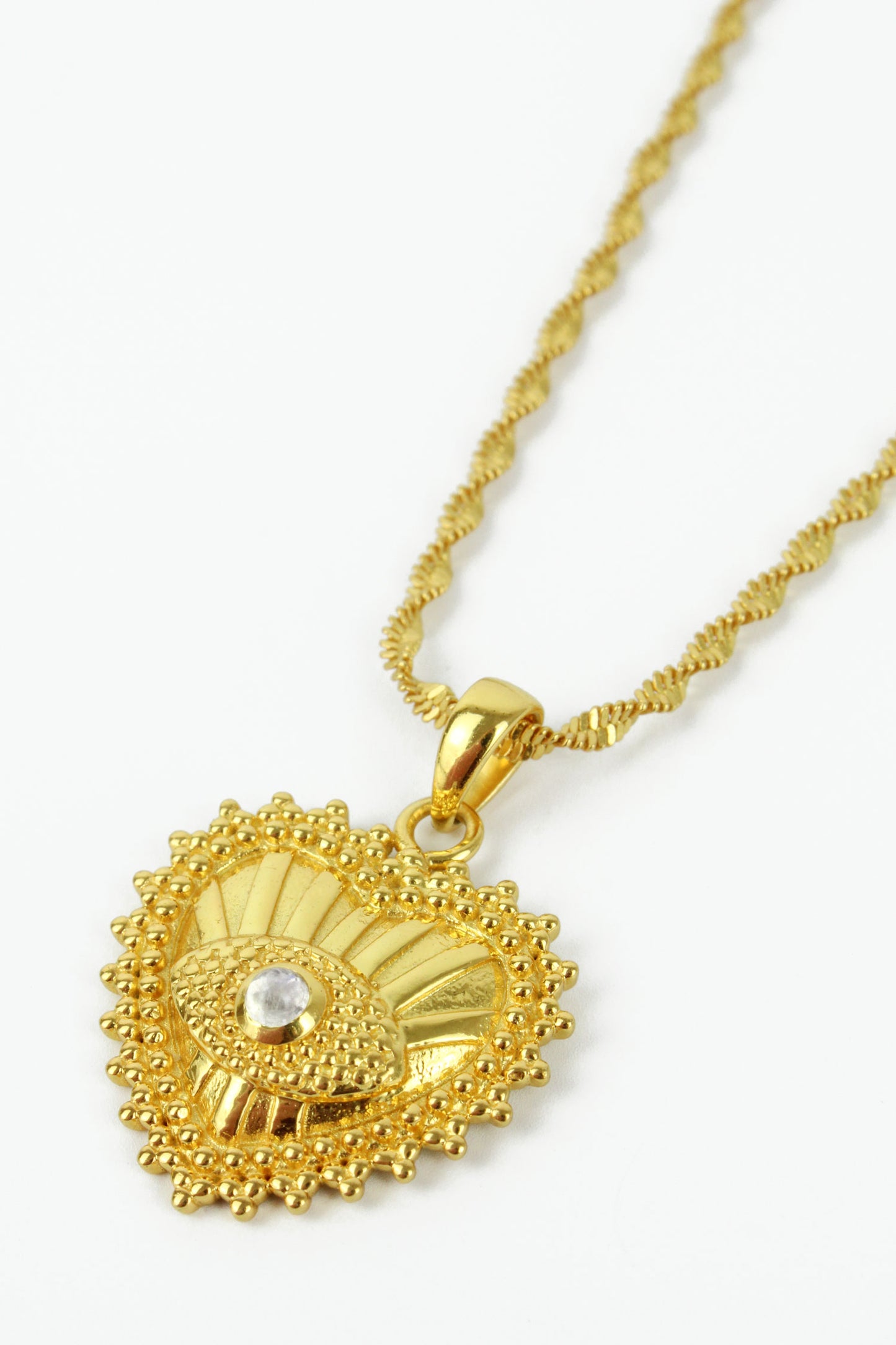 GOLD MOONSTONE HEART EYE LONG PENDANT NECKLACE (7980790677720)