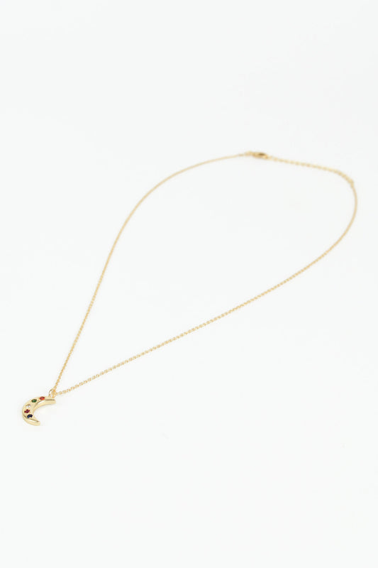 GOLD MOON GEM STUDDED HOOK NECKLACE (8011152982232)