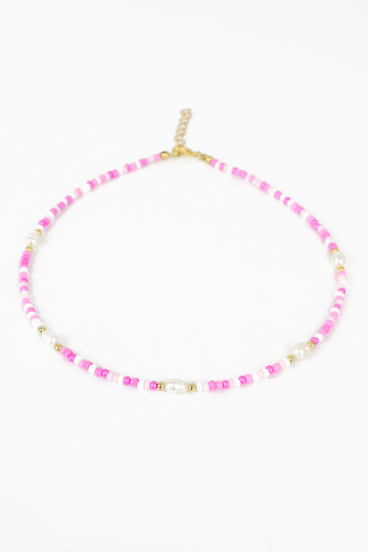 PINK BEADED WITH FRESH WATER PEARL NECKLACE