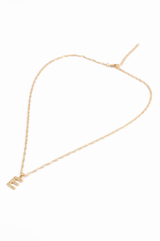 NECKLACE WITH E CHARM GOLD PLATED