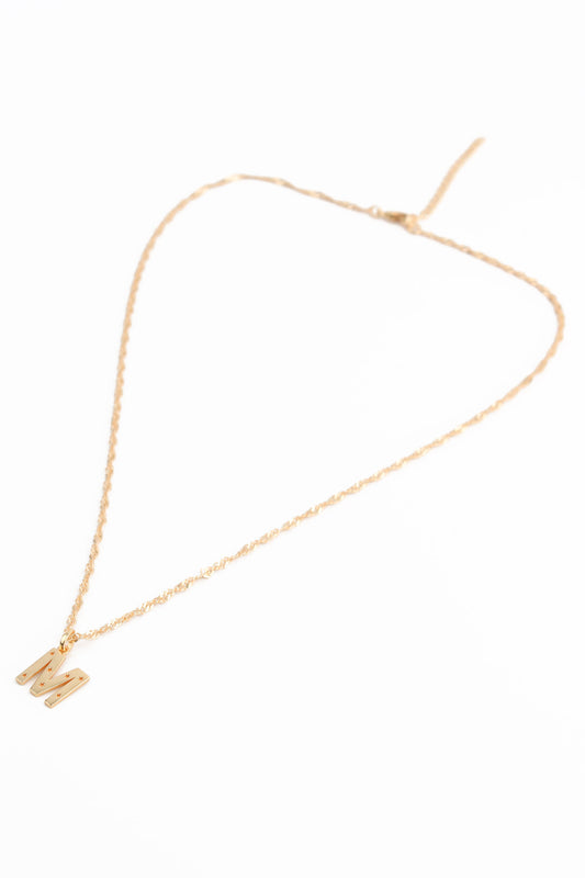 NECKLACE WITH M CHARM GOLD PLATED