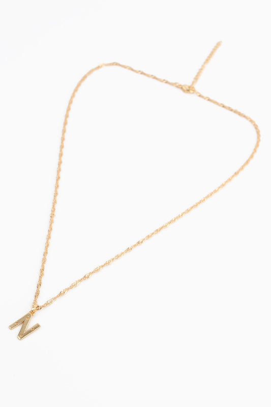 NECKLACE WITH N CHARM GOLD PLATED