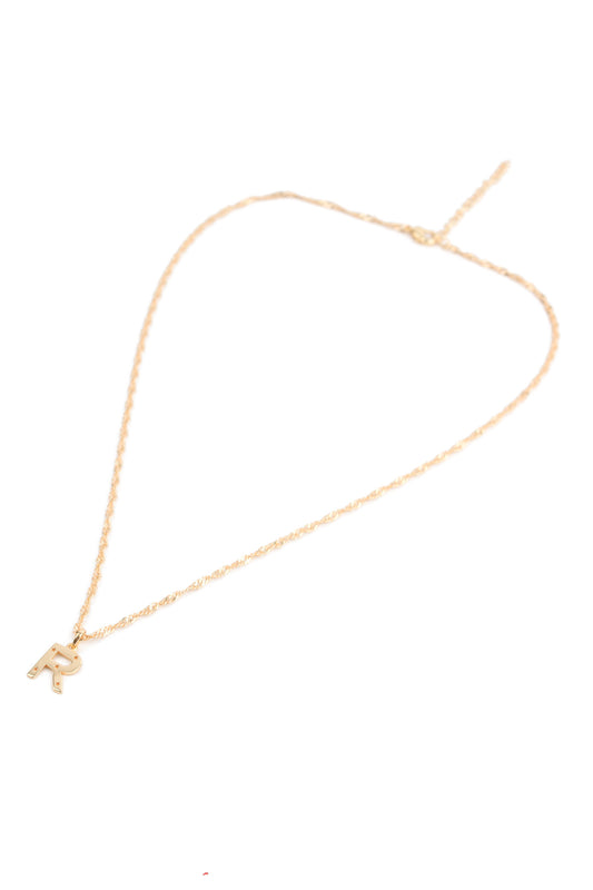 NECKLACE WITH R CHARM GOLD PLATED
