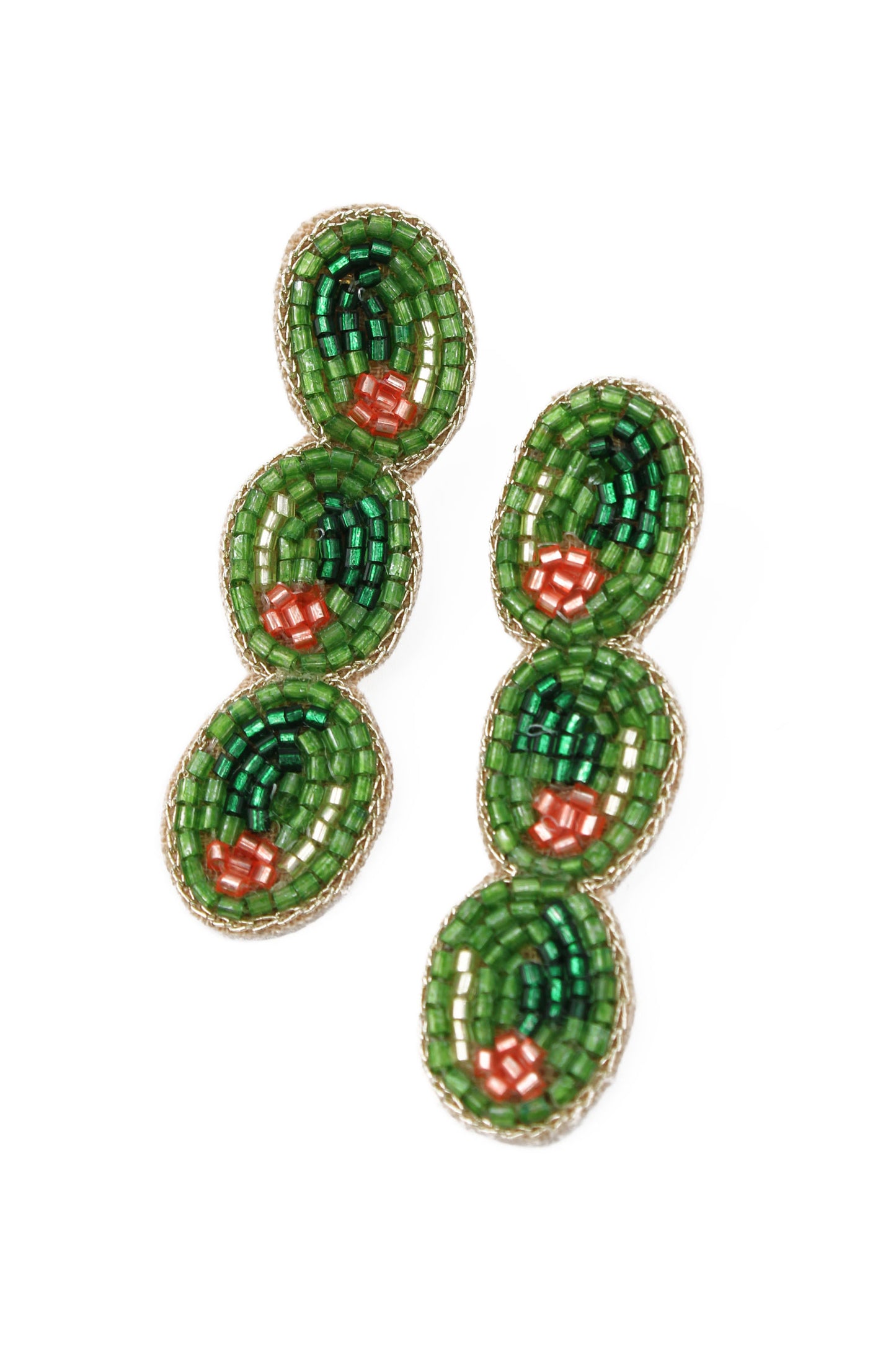 OLIVE BEADED EARRINGS