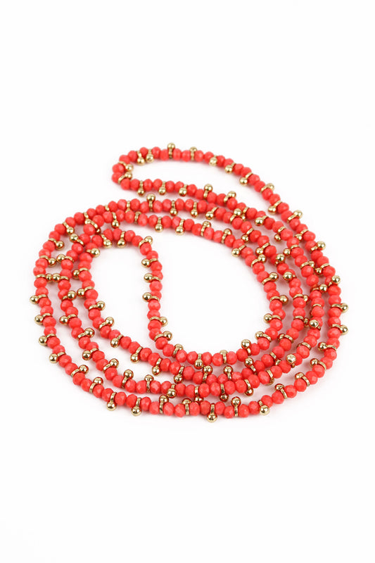 COLLIER LONG CORDON & PERLES ORANGE