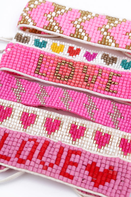 PACK OF 6 PINK AND HEARTS BRACELETS
