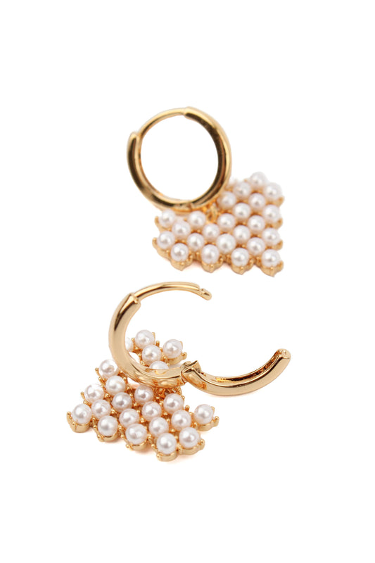 PEARL HEART HUGGIE HOOPS
