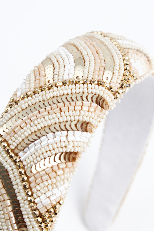 PEARL WHITE SEQUIN HEADBAND