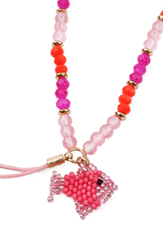PINK AND ORANGE PHONE CHAIN WITH PINK FISH CHARMS