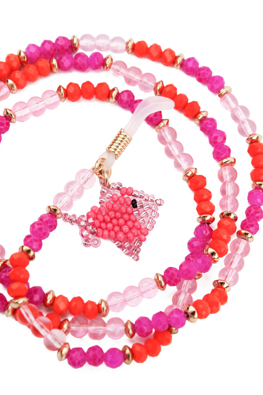 PINK AND ORANGE SUNGLASSES CHAIN WITH PINK FISH CHARMS