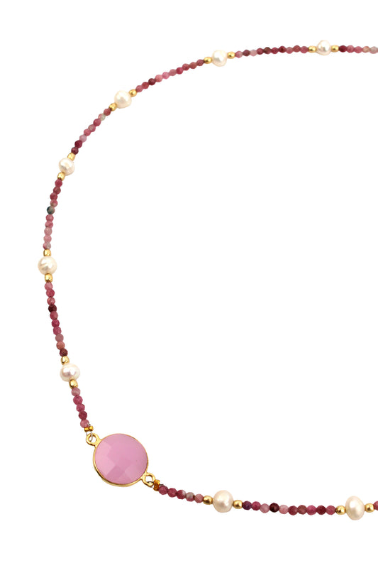 PINK AND PEARL BEAD NECKLACE