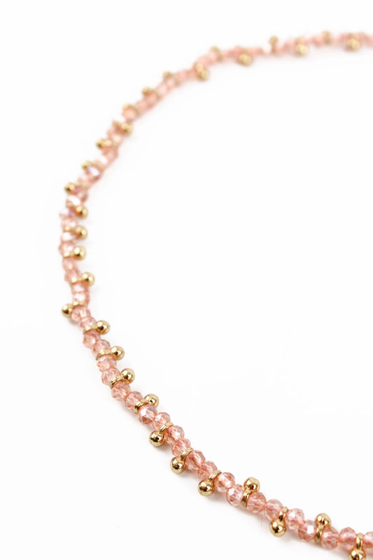 RAS DE COU CORDON ROSE ET PERLES