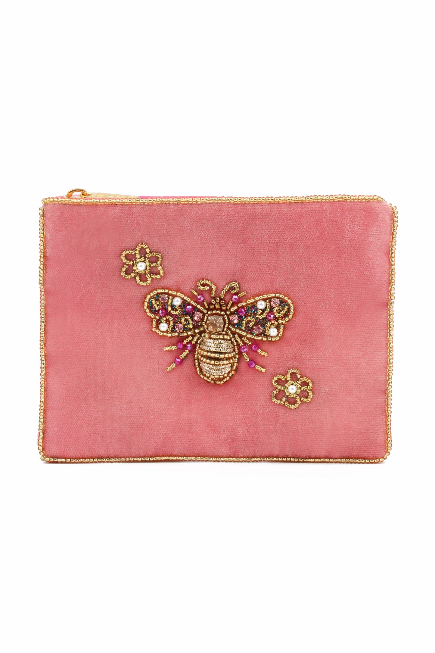 PINK FLOWER BEE SMALL POUCH