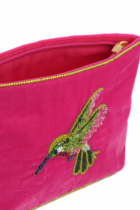 PINK HUMMINGBIRD MEDIUM POUCH