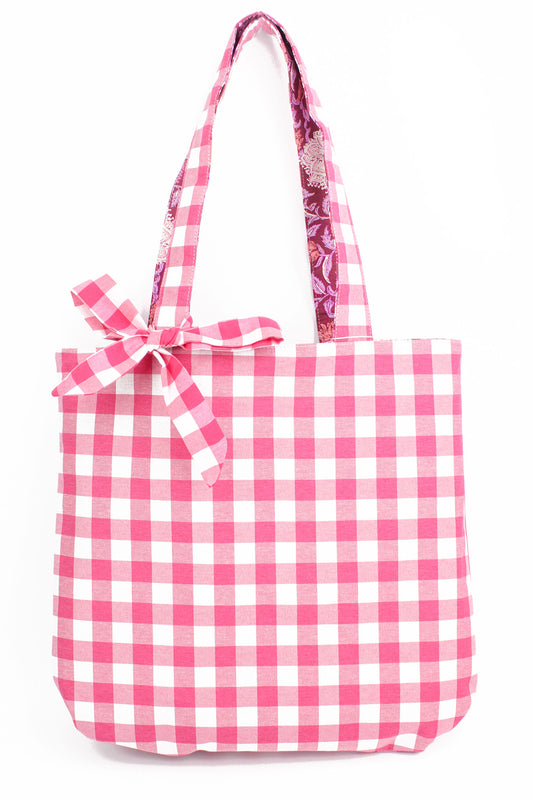 PINK REVERSIBLE TOTE BAG WITH BOW