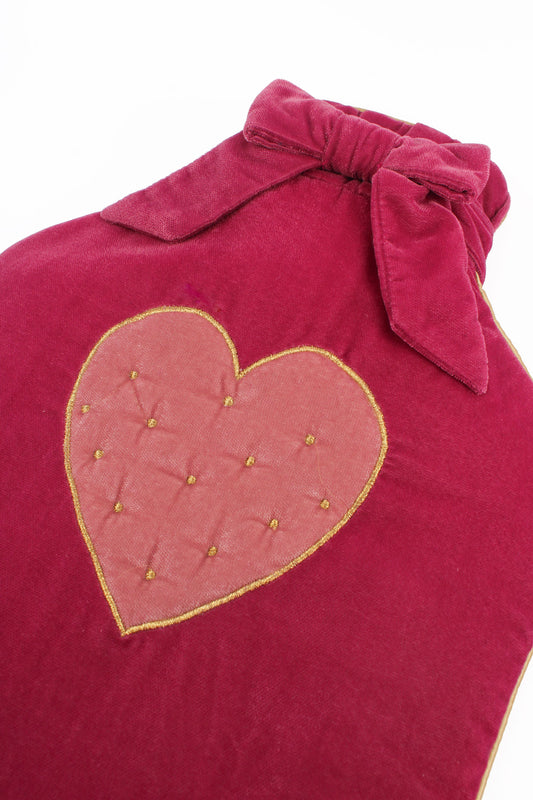 PINK VELVET HEART HOT WATER BOTTLE