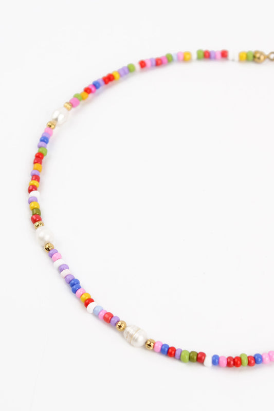 RAINBOW BEADED AND PEARL NECKLACE