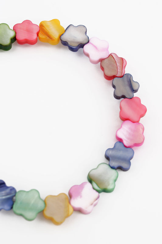 RAINBOW MOTHER OF PEARL FLOWER BRACELET