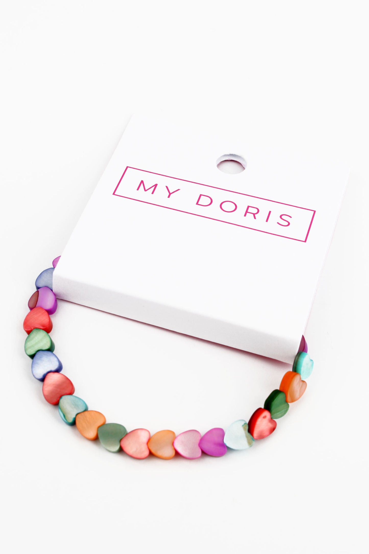 RAINBOW MOTHER OF PEARL HEART BRACELET