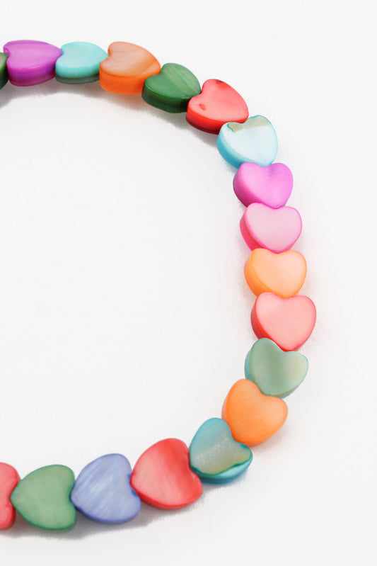 RAINBOW MOTHER OF PEARL HEART BRACELET
