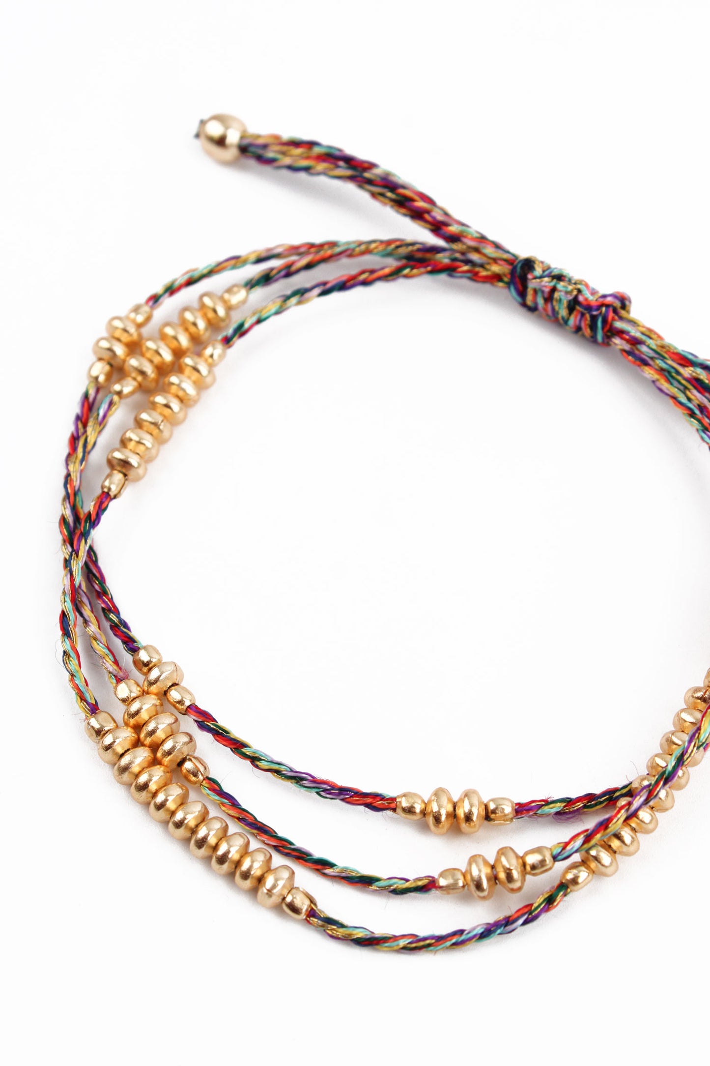 RAINBOW ROPE GOLD METAL BEAD BRACELET